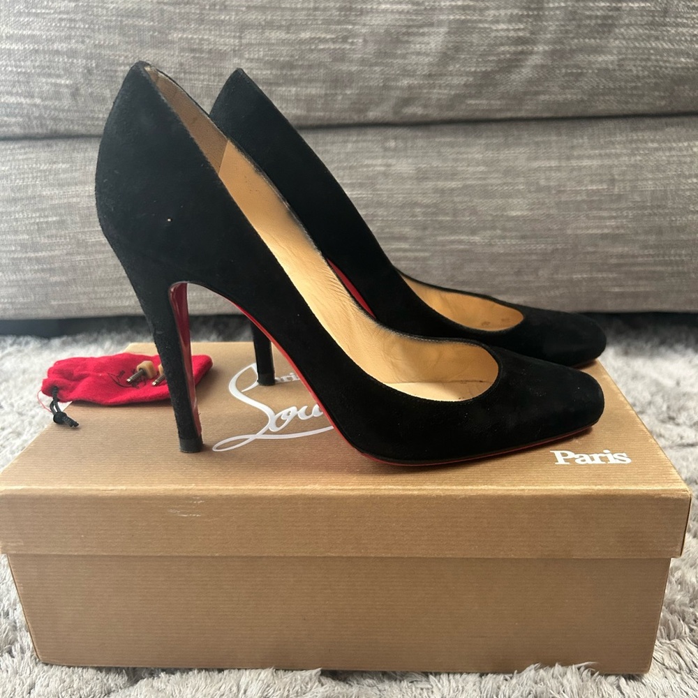 Christian Louboutin Black Suede Particule Heels